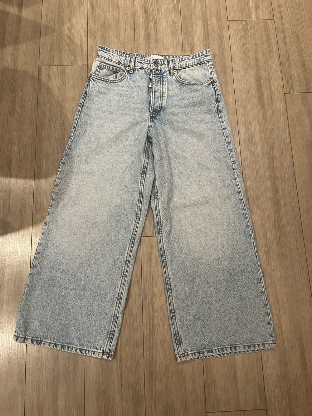 Zara wide leg crop button fly jeans